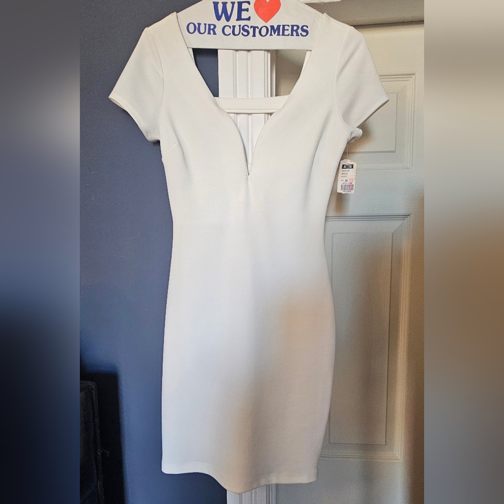 White mini dress. Soft, fitted dress